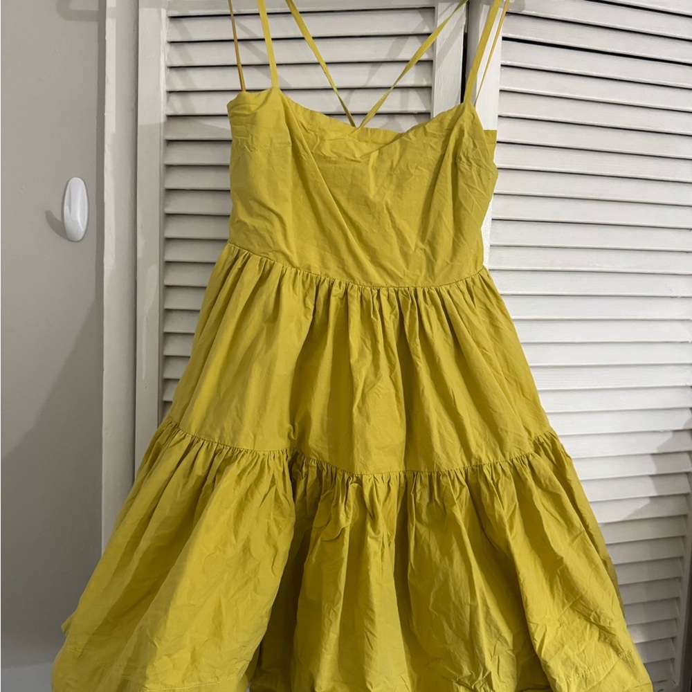Yellow Strappy Tiered Dress